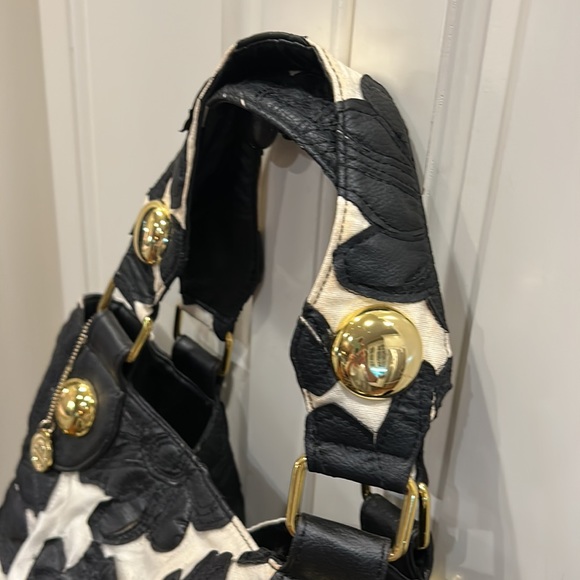 NWOT! VINTAGE Big Buddha White & Black Floral Bag - Picture 6 of 10